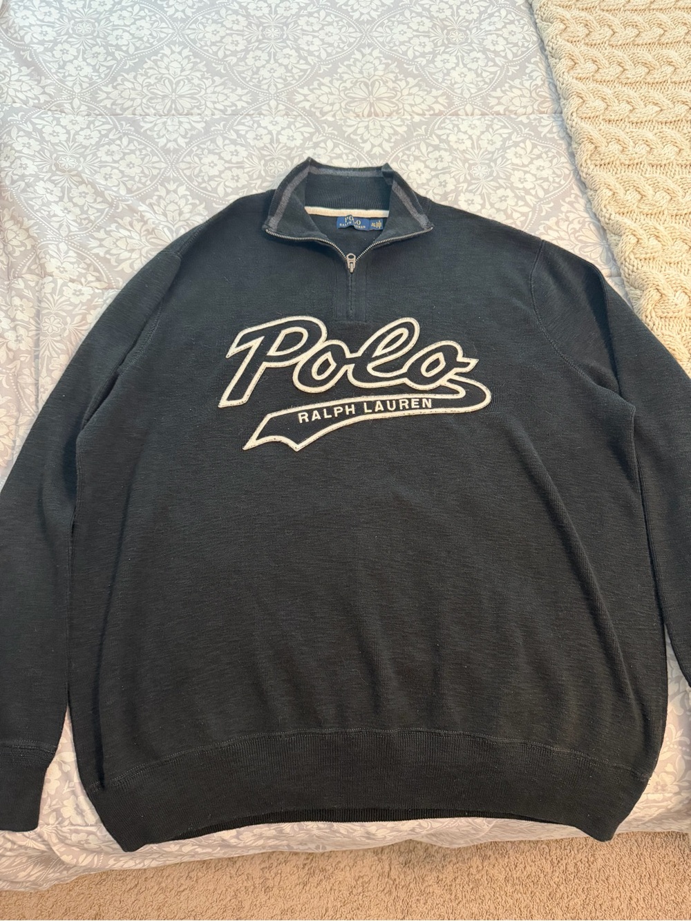 Men’s Polo Ralph Lauren Black Quarter-Zip Logo Sweater